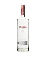 Høj klar literflaske med enkel Dannebrog Vodka 1219 etiket